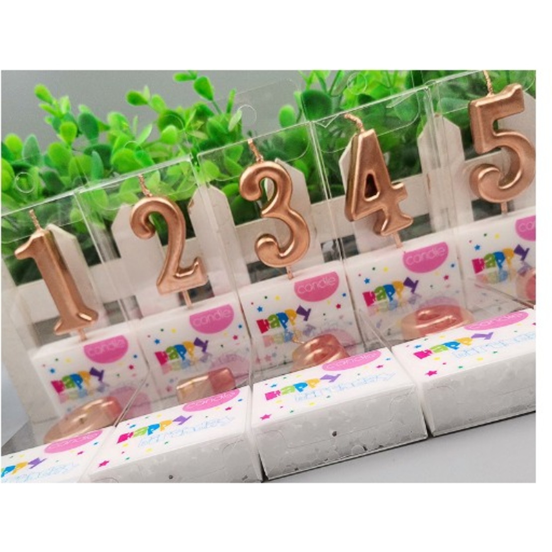 Lumanare de Tort, Flippy, Model Cifra 4, Party, 4.5 x 2.5 cm, din Parafina, Rose Gold