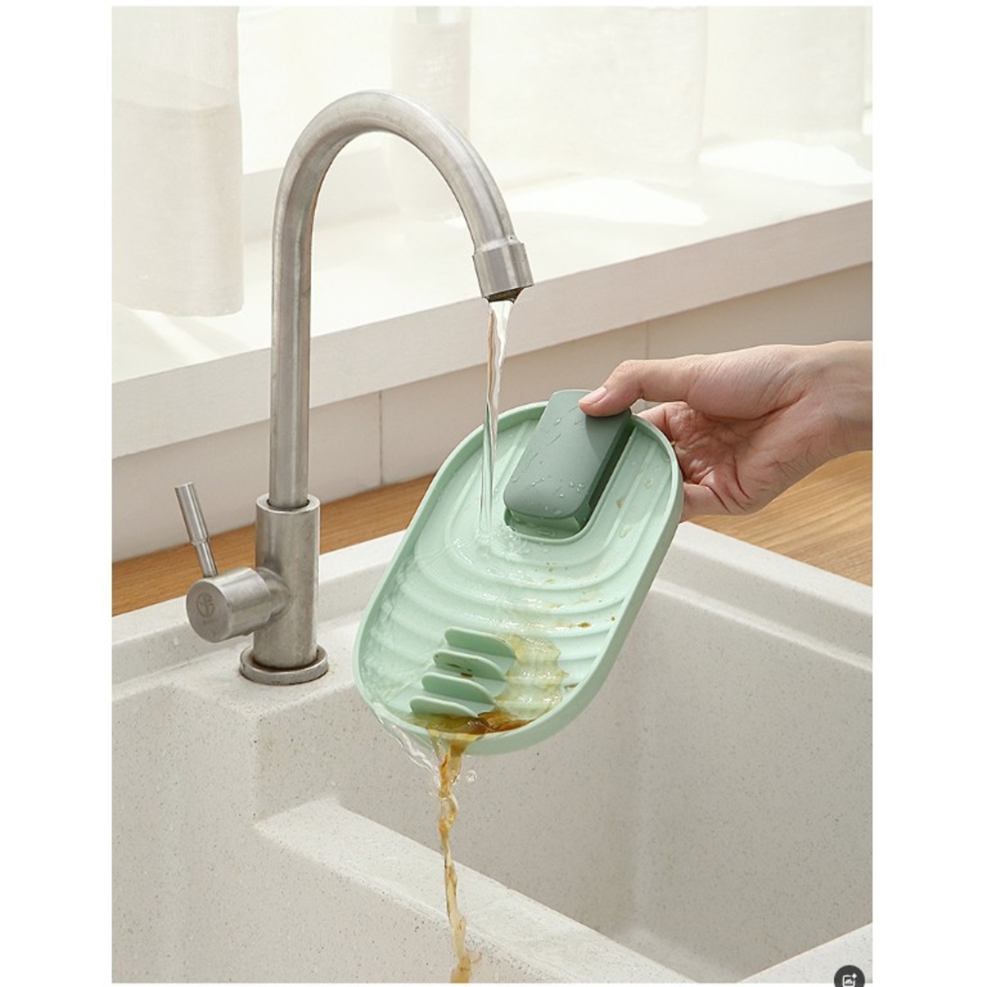 Suport Pliabil, Flippy, pentru Capace, Linguri, Multifunctional, Plasare pe Blatul de Bucatarie, 11.5 x 18 x 2.2 cm, Verde