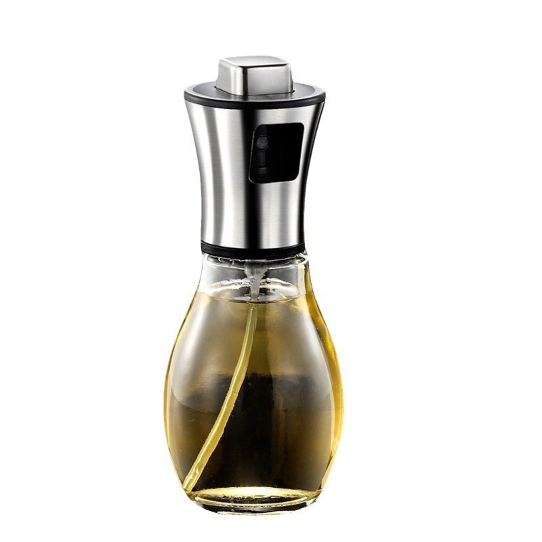Sticla de ulei cu Pulverizator, Flippy, Sticla pentru Lichide de Bucatarie, Otet, Sos, 16.7 x 5.2 cm, Volum 200 ml, Gri