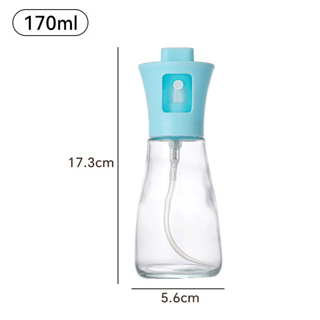 Pulverizator pentru Ulei, Flippy, Pulverizator din Sticla pentru Otet sau Alte Lichide de Gatit, Simplu Reincarcabil, Multifunctionale, 17.3 x 5.6 cm, Capacitatea 170 ml, Albastru