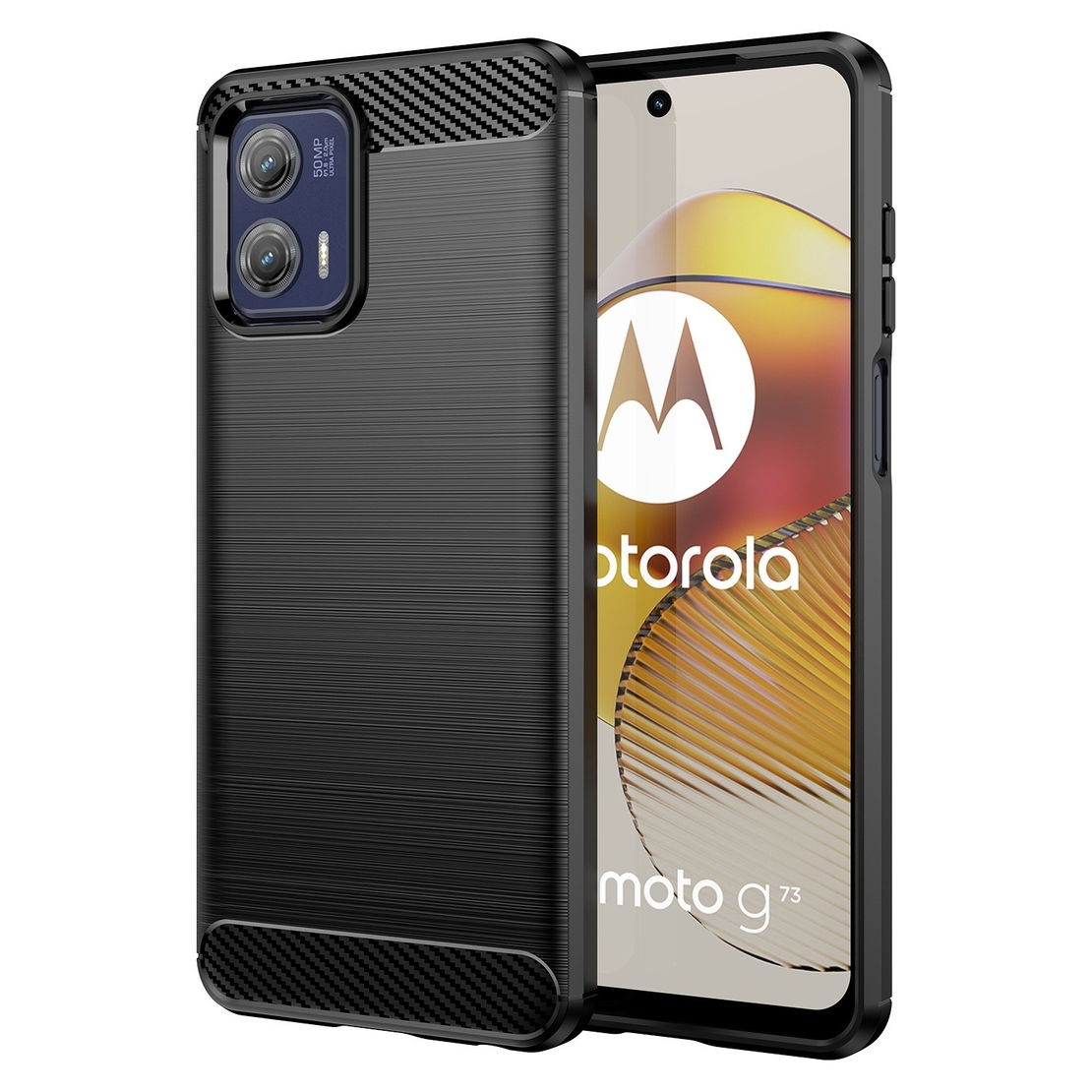 Husa de Protectie pentru Motorola Moto G13 / G23, Flippy, Protectie 360, din TPU cu element de Carbon, Anti Alunecare, 1.8 mm, Negru
