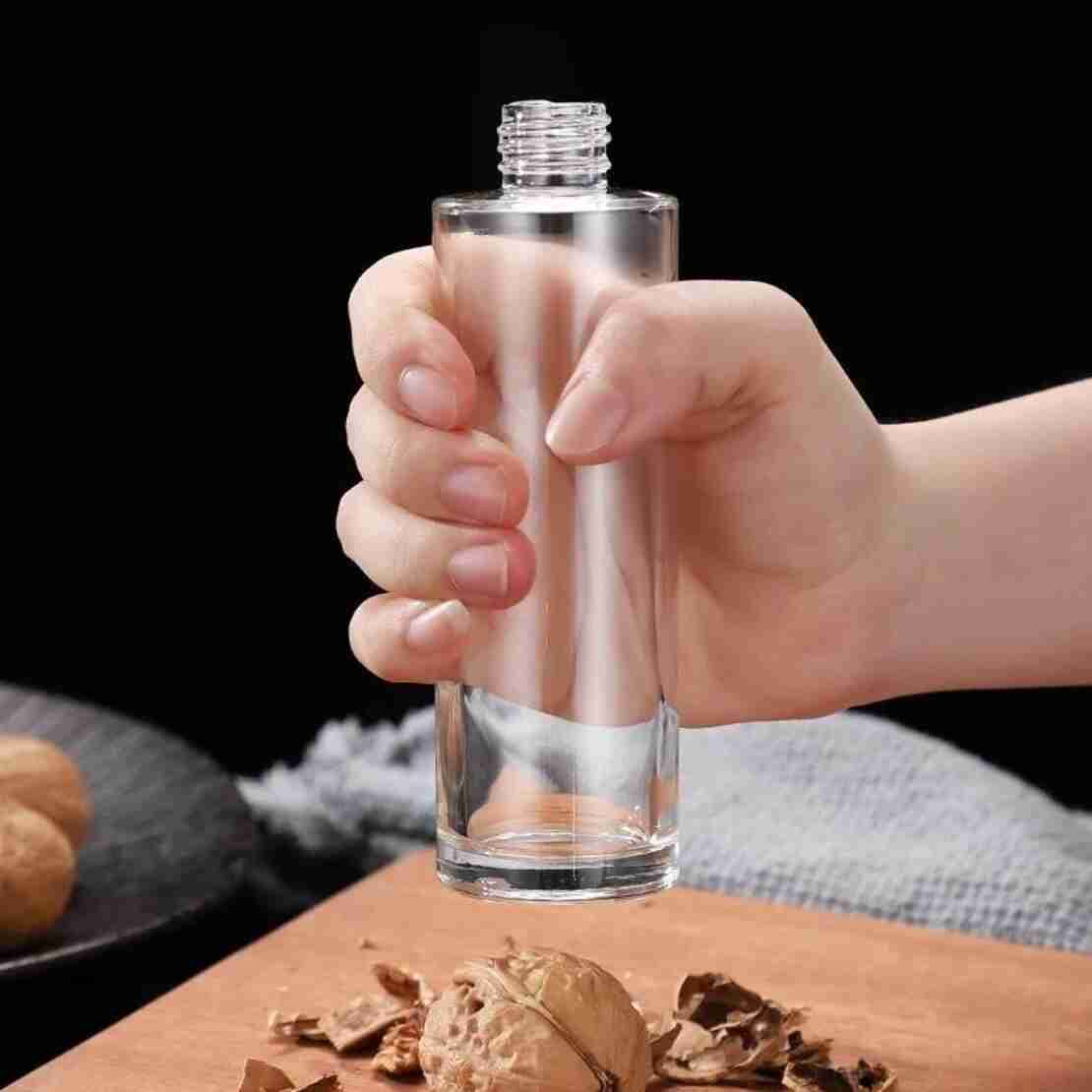 Pulverizator Ulei, Otet, Flippy, din Sticla, 100 ml, Reincarcabil, 18.3 x 4.3 cm, Capac Lucios, Argintiu