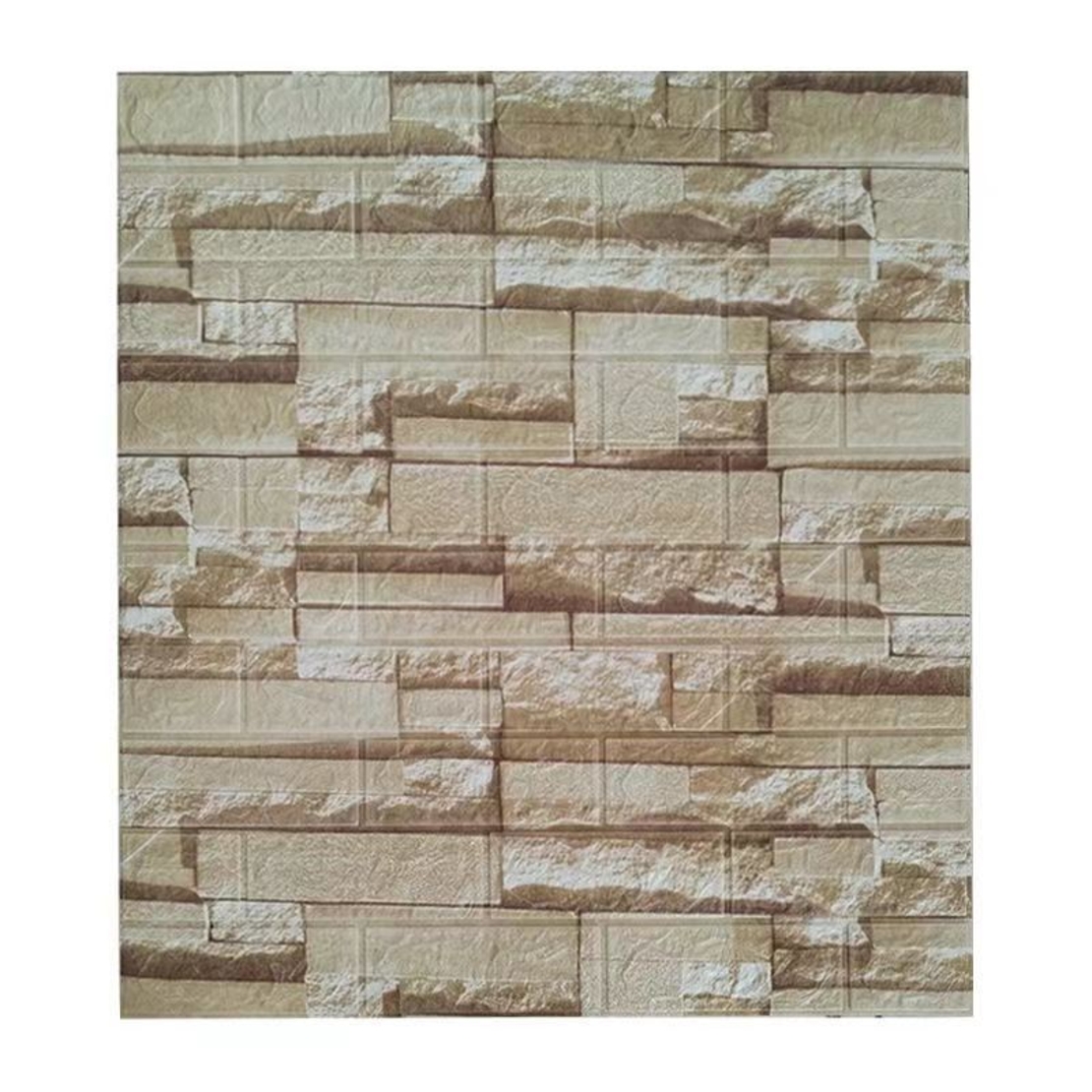 Set 10 Stickere de Perete, Flippy, Autoadezive, 70 x 77 cm, 2.5 mm Grosime, Suprafata Acoperita 5.3 mp, din PVC, Model Piatra, Bej