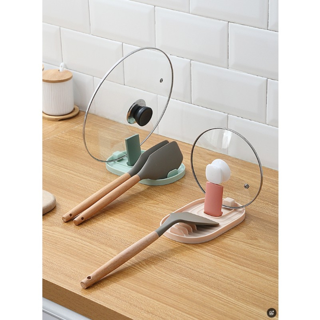 Suport Pliabil, Flippy, pentru Capace, Linguri, Multifunctional, Plasare pe Blatul de Bucatarie, 11.5 x 18 x 2.2 cm, Albastru inchis