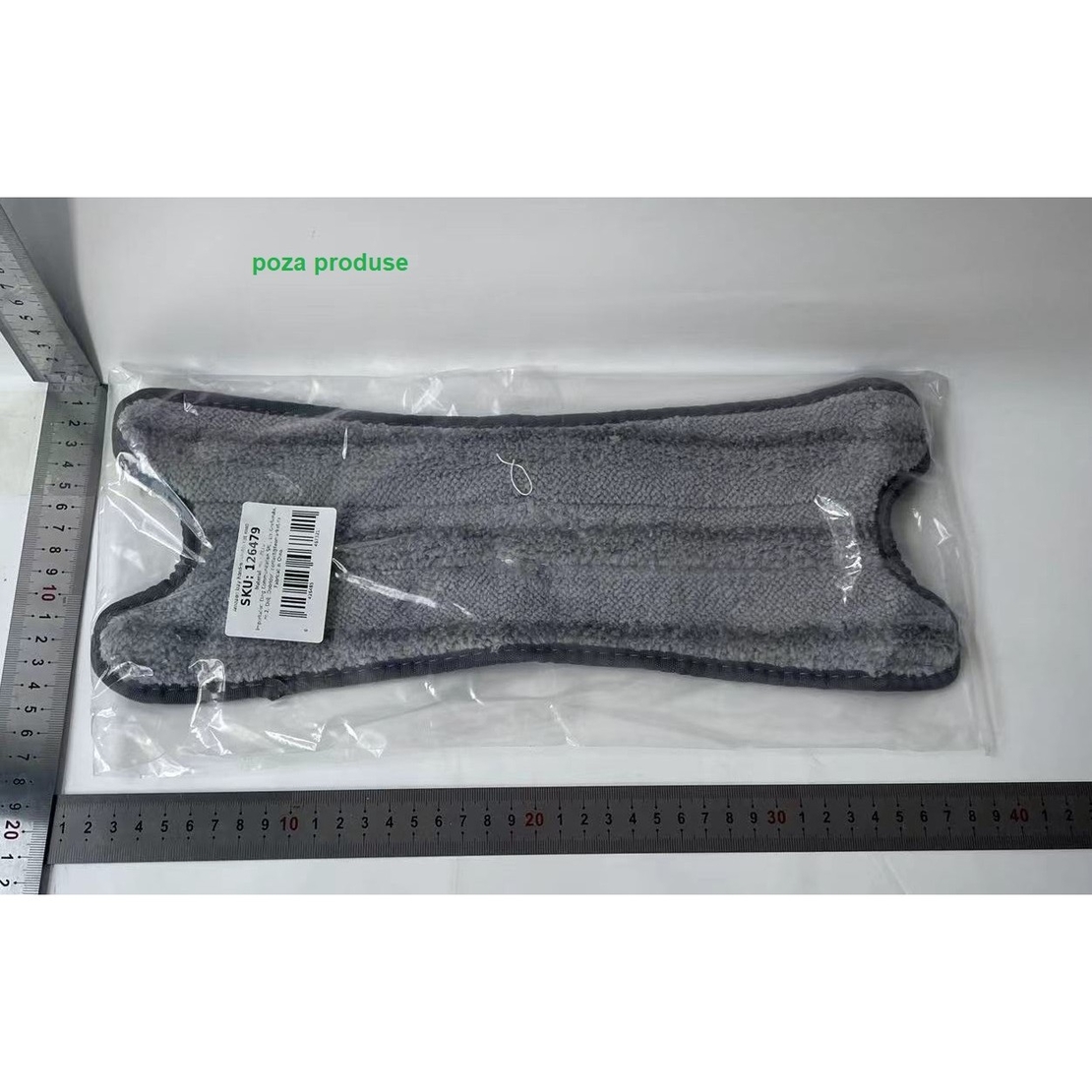 Rezerva Mop Plat, Flippy, din Fibre Superfine, Lavabila, 15 x 38 cm, Argintiu