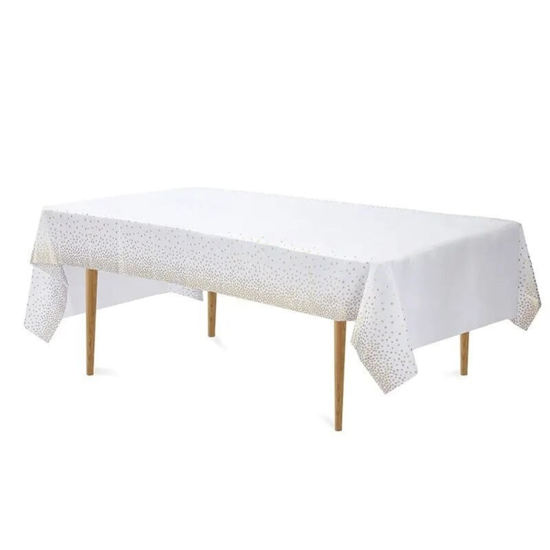 Fata de Masa, Flippy, din PEVA, Imprimeu Buline, 137 x 274 cm, Impermeabila, Fara Pete, Curatare Rapida, Auriu