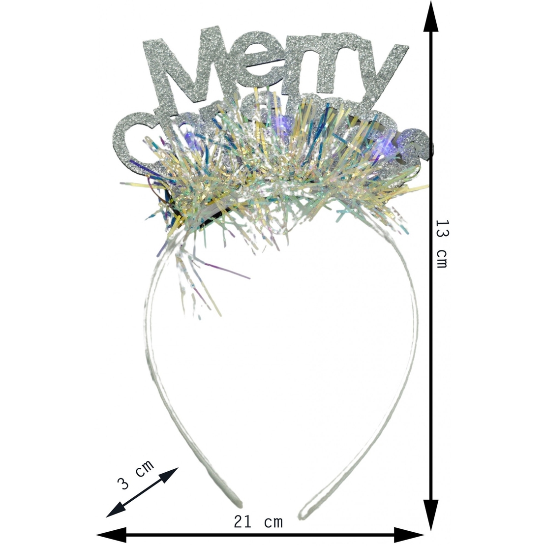 Bentita/cerc Mery Cristmas, culoare gri metalic cu beteala, marime standard, Flippy