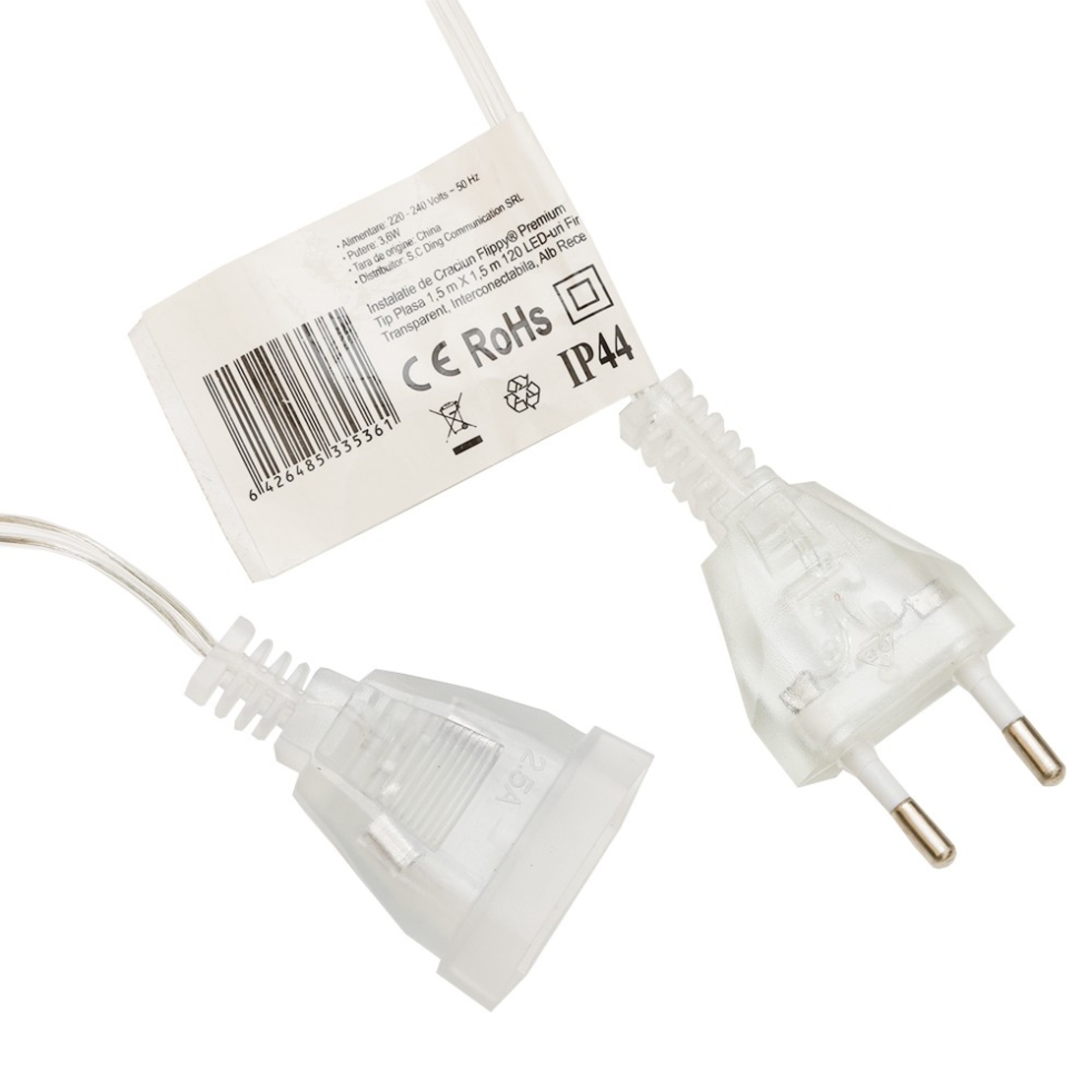 Instalatie de Craciun, Flippy®, Tip Plasa, 1.5 x 1.5 m, 120 LED-uri, Interconectabila, Alb Rece