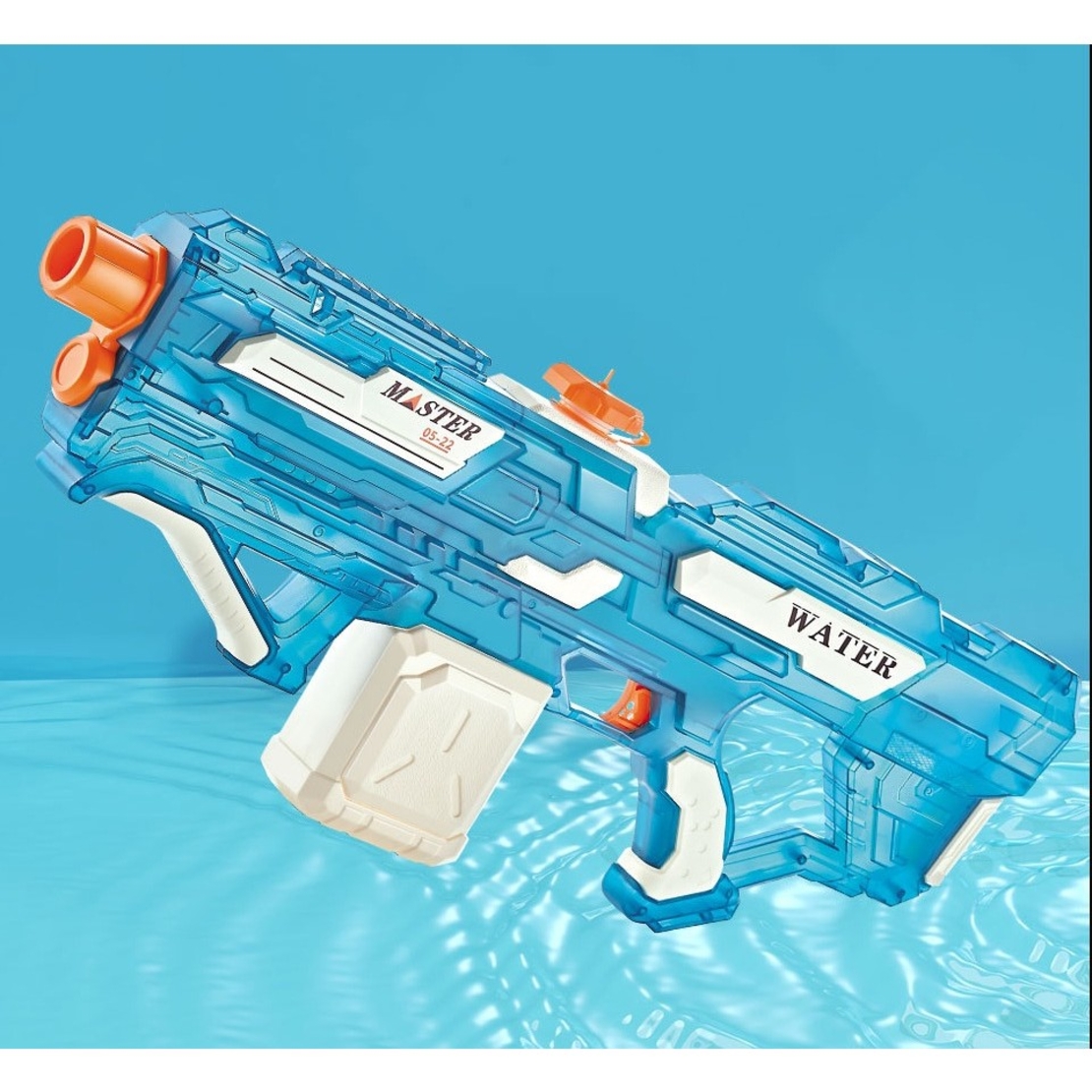 Pistol cu Apa Electric, Flippy, +6 Ani, Rezervor 650 ml, Incarcare USB, din Plastic, 59 x 23 x 6 cm, Albastru