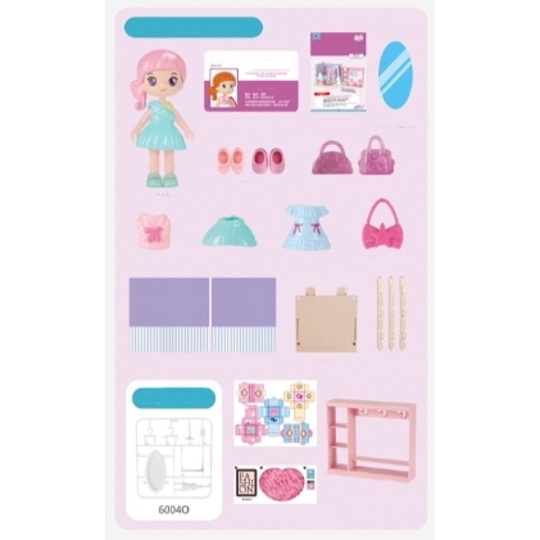 Set garderoba cu tinute, Flippy, casa de papusi cu haine si accesorii