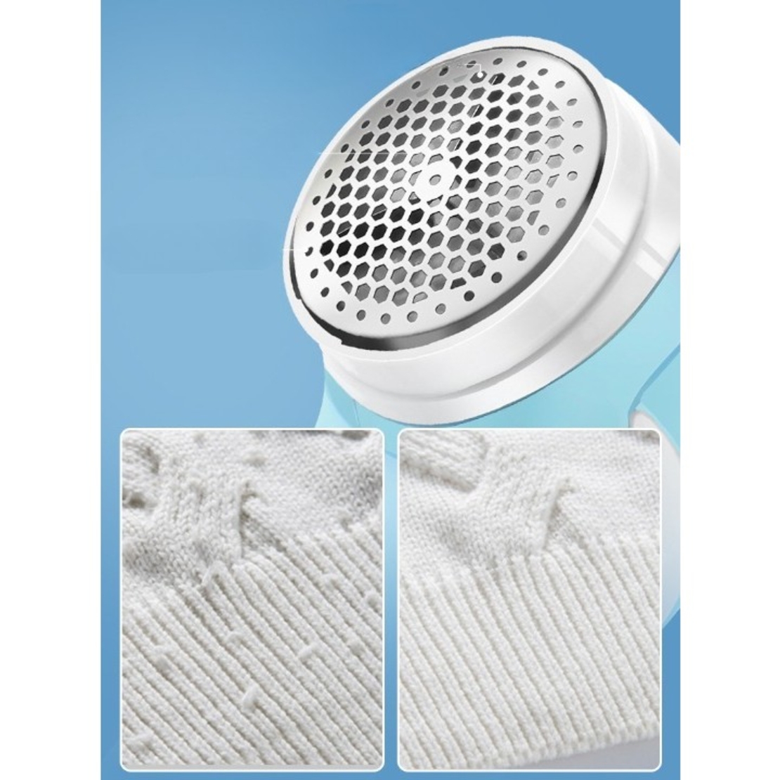 Aparat Pentru Curatat Scame, Par Si Praf, Flippy, Pentru Diferite Tipuri De Material, Cu Lame Din Otel Inoxidabil, Incarcare Prin USB Type-C, Cu Perie De Curatare si Cablu USB Incluse, 13.5x9 cm, Albastru