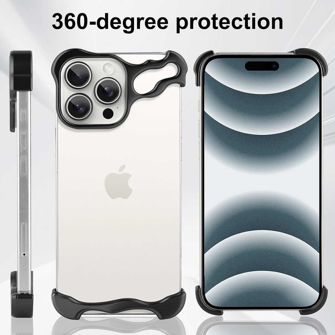 Husa Metalica Compatibila cu iPhone 16 Pro Max, Flippy, Protectie pentru Colturile Telefonului si Camera, Aliaj, Antisoc, Antizgariere, Negru