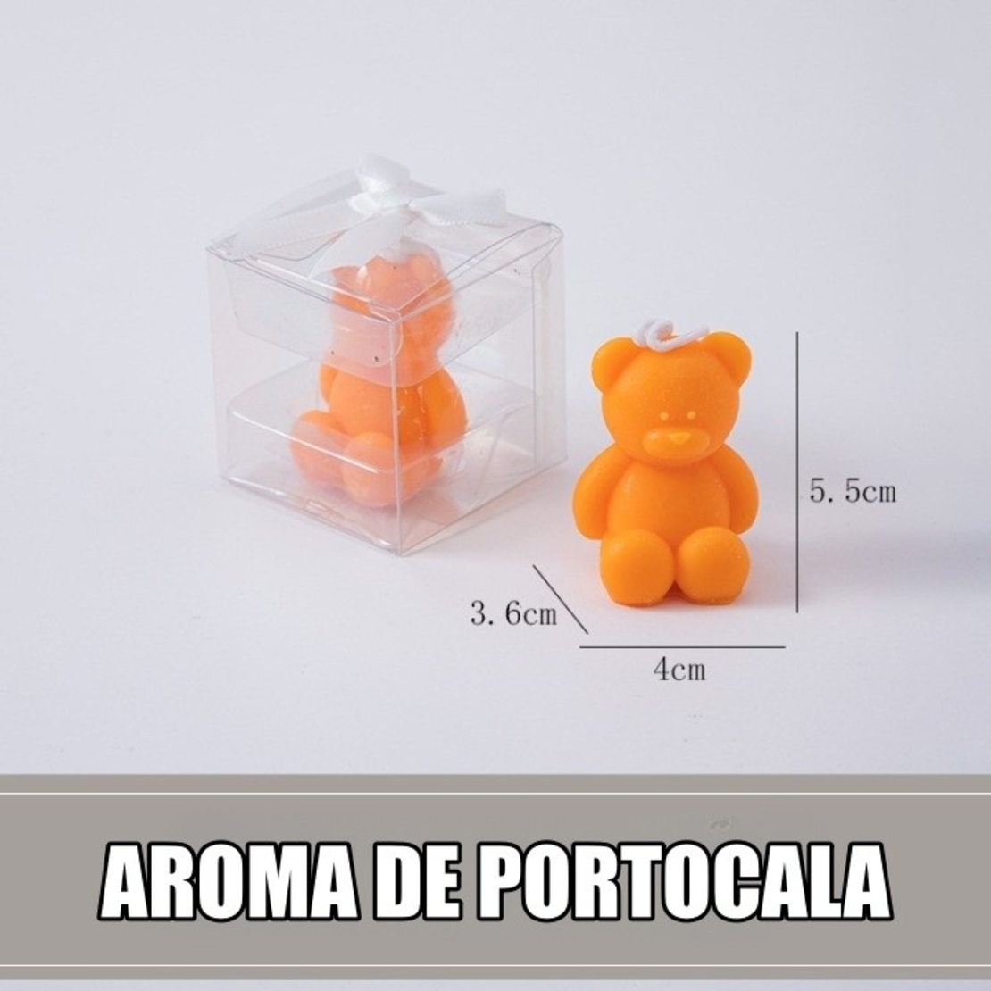 Lumanare Parfumata, Flippy, Model Ursulet, Portocaliu, Aroma de Portocala, 5.5x3.6x4 cm