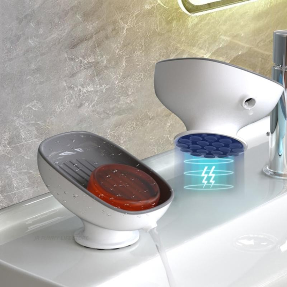 Savoniera din Plastic, Flippy, cu Ventuza, Design Modern, Gri
