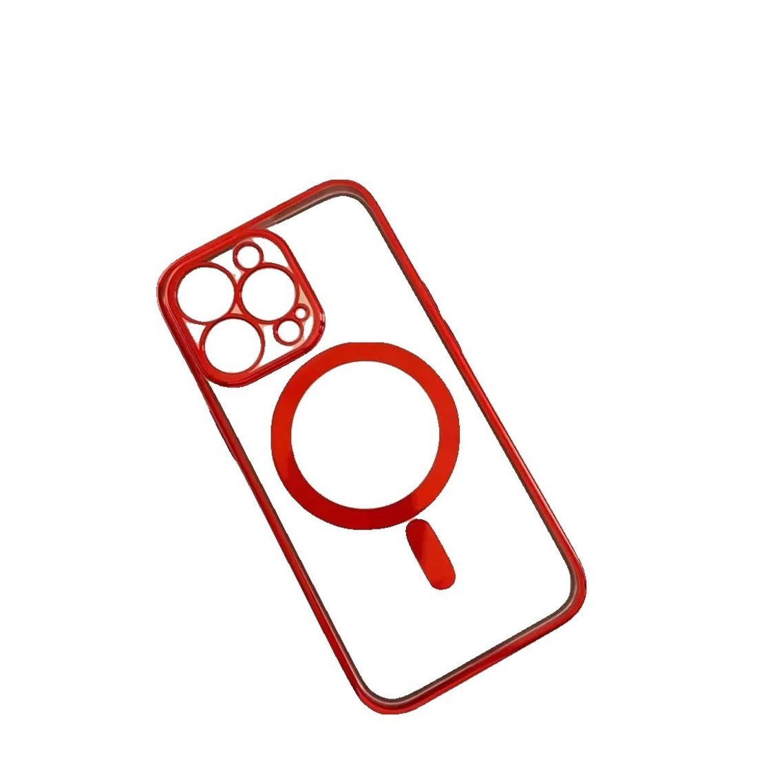Husa MagSafe pentru Apple iPhone 14, Protectie camera, Full TPU, Margini colorate Electroplating, Magnetica, Incarcare Wireless, Flippy, Rosu