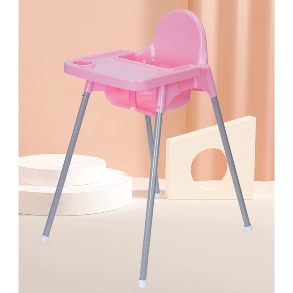 Scaun de Masa, Flippy, pentru Bebelusi si Copii 6-36 Luni, din Plastic/Metal, Centura in 2 Puncte, Tava Detasabila, 63 x 57 x 85 cm, Roz