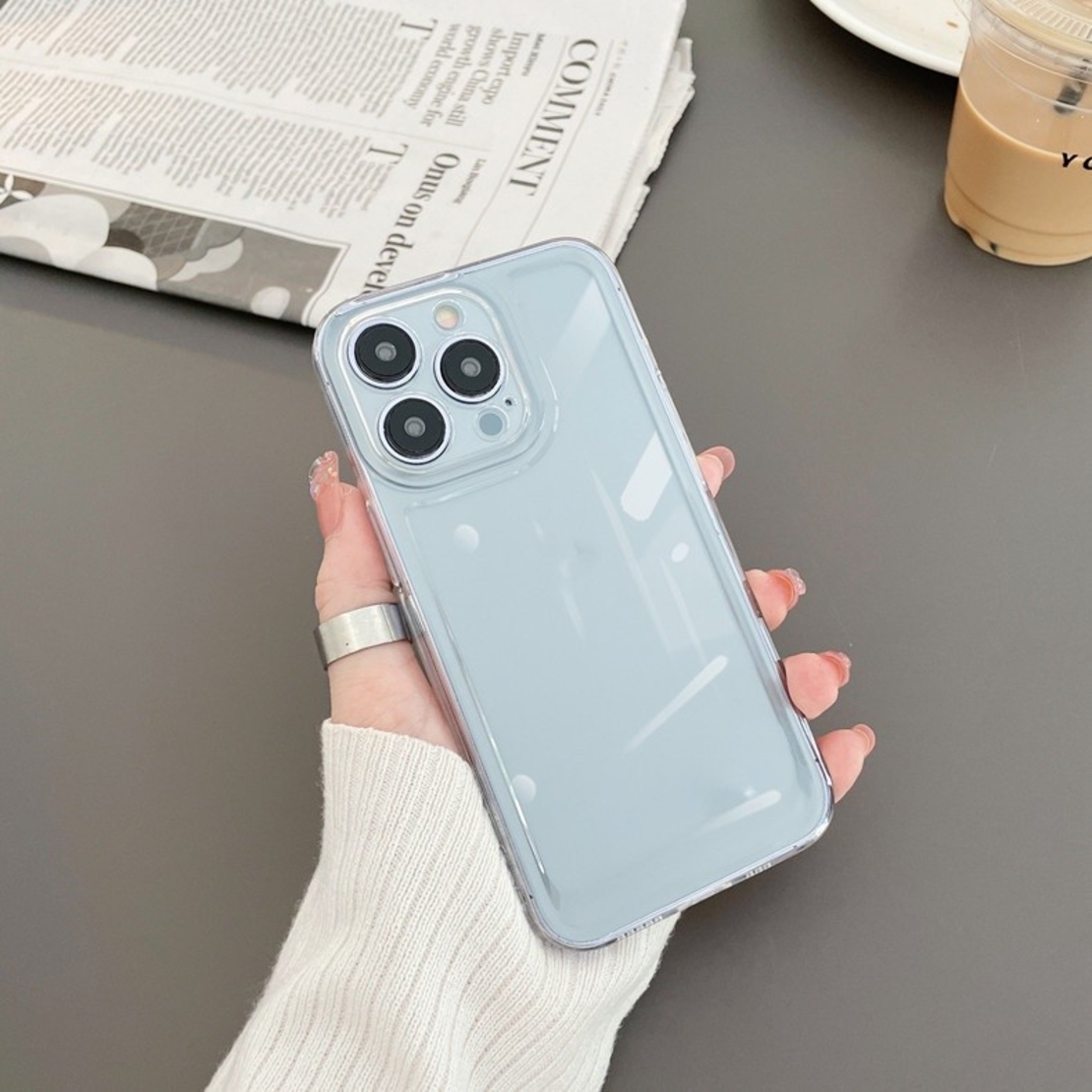 Husa de protectie pentru iPhone 14 Pro, Flippy, Space TPU Transparenta