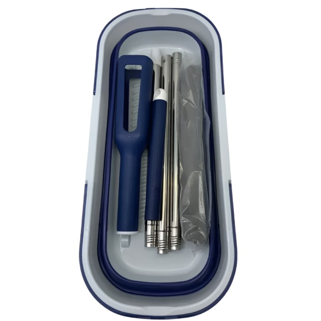 Set Mop Telescopic cu Galeata Pliabila, Flippy, Albastru, 32 cm, Maner Reglabil 140 cm, Sistem de Stoarcere Eficient