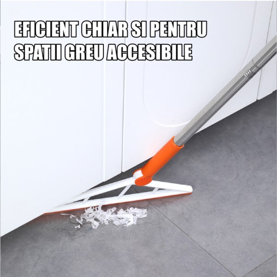 Mop Multifunctional, Flippy, Portocaliu, cu Racleta din Silicon, Maner Telescopic, Curatarea Eficienta a Tuturor Suprafetelor