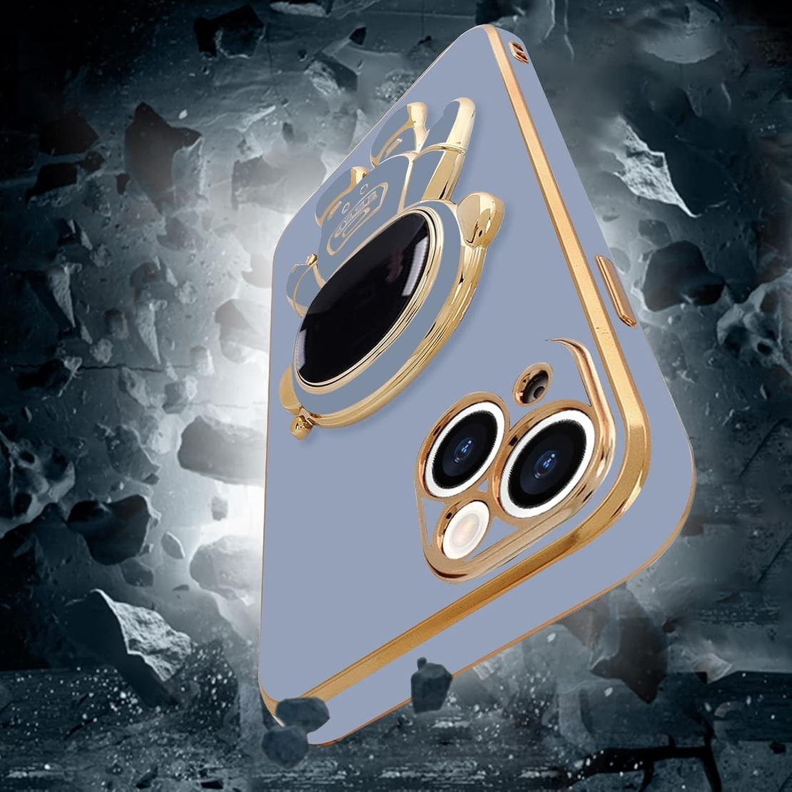 Husa de Protectie TPU 2in1, Flippy, pentru Apple iPhone 14, Astronaut cu Suport, Antisoc, Rezistenta la Impact, Protectie Camera, Albastru