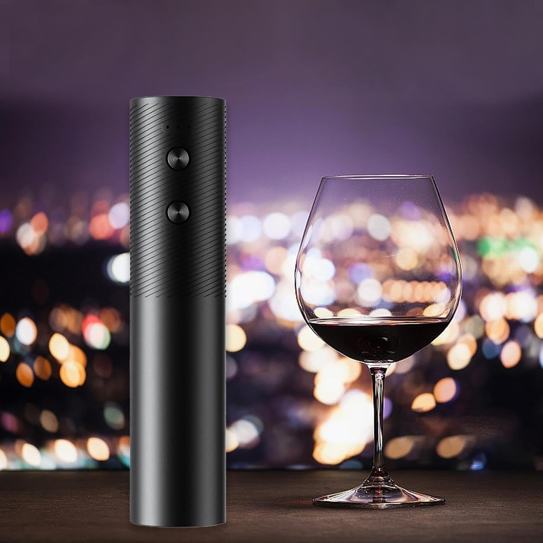 Tirbuson Electric, Flippy, Deschizator Sticle de Vin, Incarcare USB, 20 x 4.6 cm, Negru