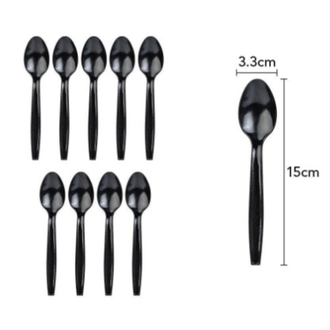 Set 10 Linguri de unica folosinta 15 x 3.3 cm, negru