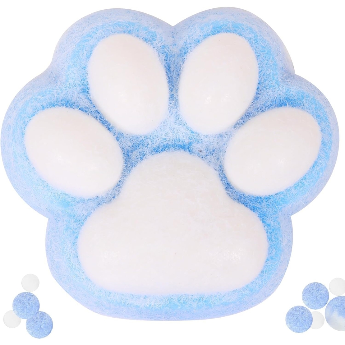 Jucarie Interactiva Squishy, Flippy, Model Cat Paw, Squeeze Pinch Family, Revenire Lenta, din TPR, +3 Ani, 7.5 cm, Textura Puf, Albastru