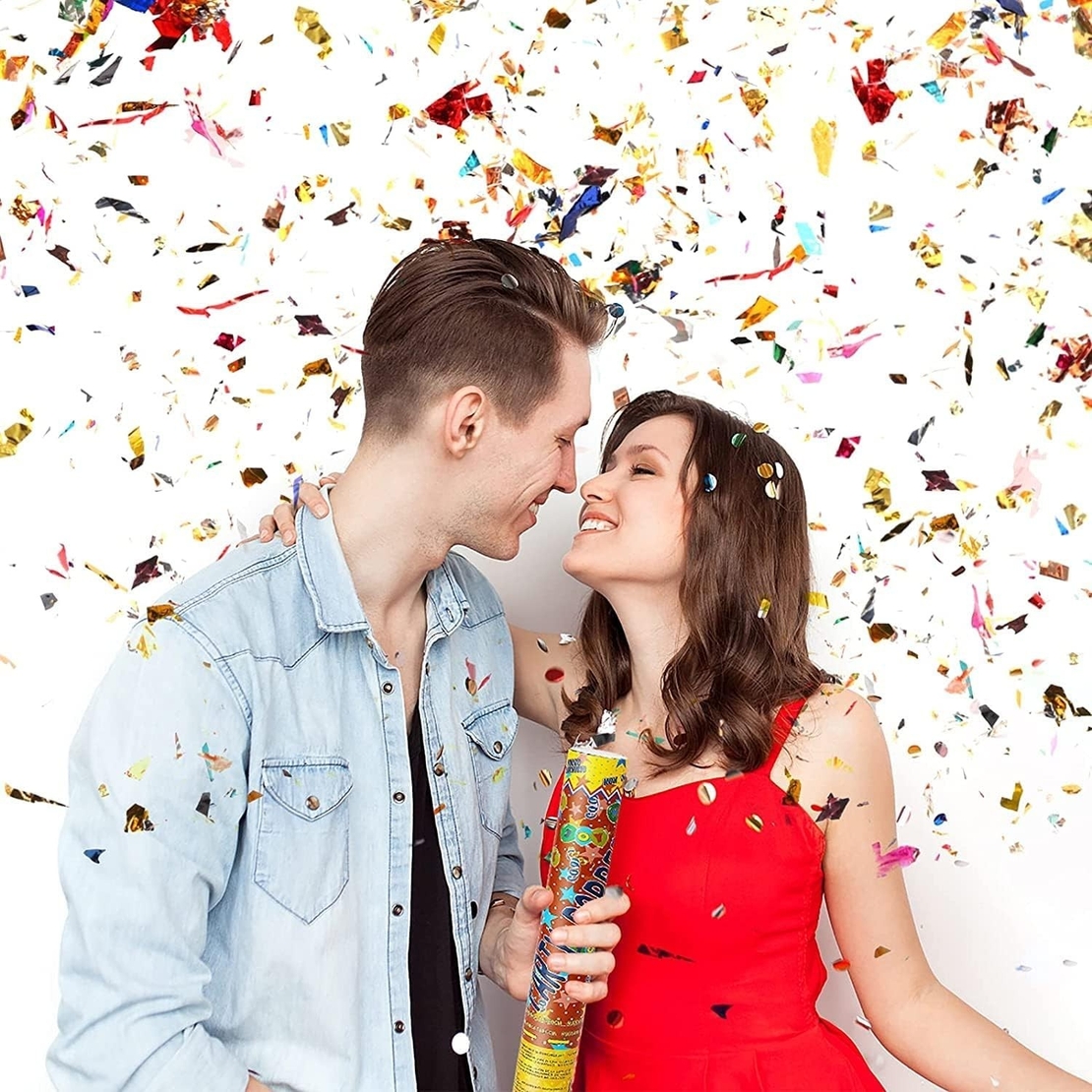 Tub de Confetti, Flippy, Party Popper, 30x5 cm, Confetii Asortate din Aluminiu, Multicolor