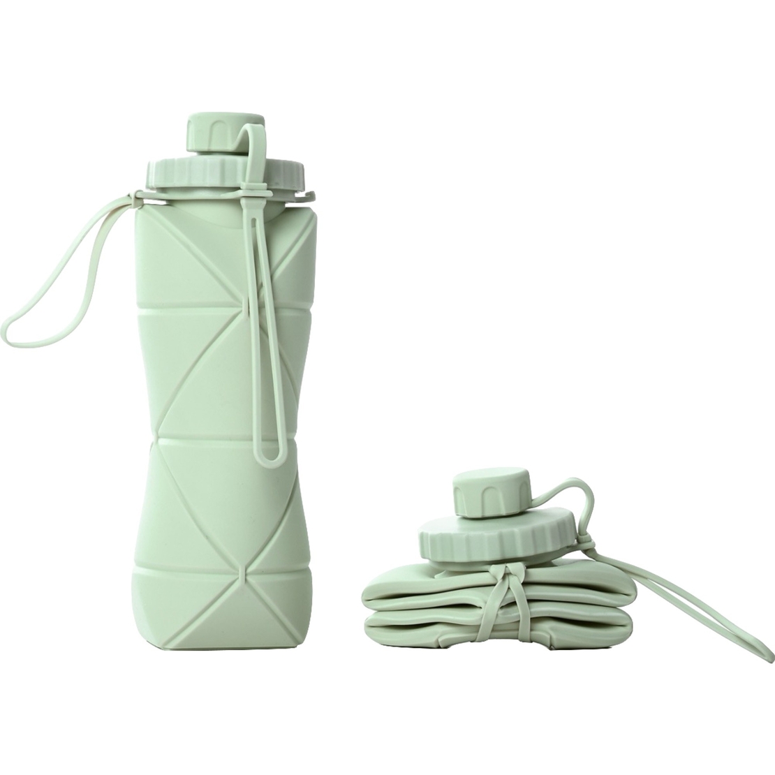 Sticla de apa pliabila Flippy, din silicon,reutilizabila, rezistenta la temepreturi ridiate, usor de depozitat si carat, 22 x 7.8 cm, 600 ml, verde