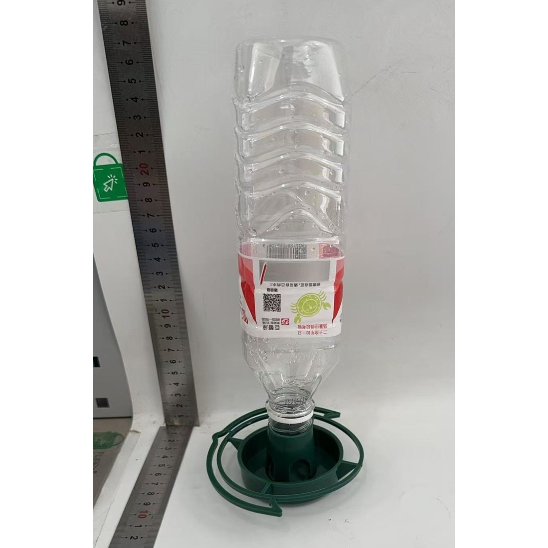 Suport Sticla pentru Hranit Pasari, Flippy, din Plastic, de Gradina, Fara Sticla, 12.5 x 3.8 x 2 cm, Verde