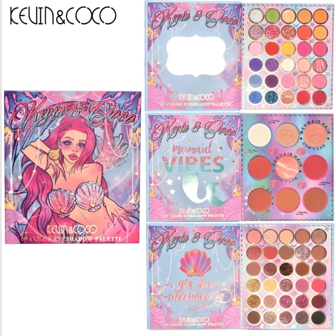 Paleta farduri Kevin&Coco, 69 nuante, blush, iluminator, conturing, deschidere tip carte, 18.6 x 16.5 cm, 97 g, multicolor