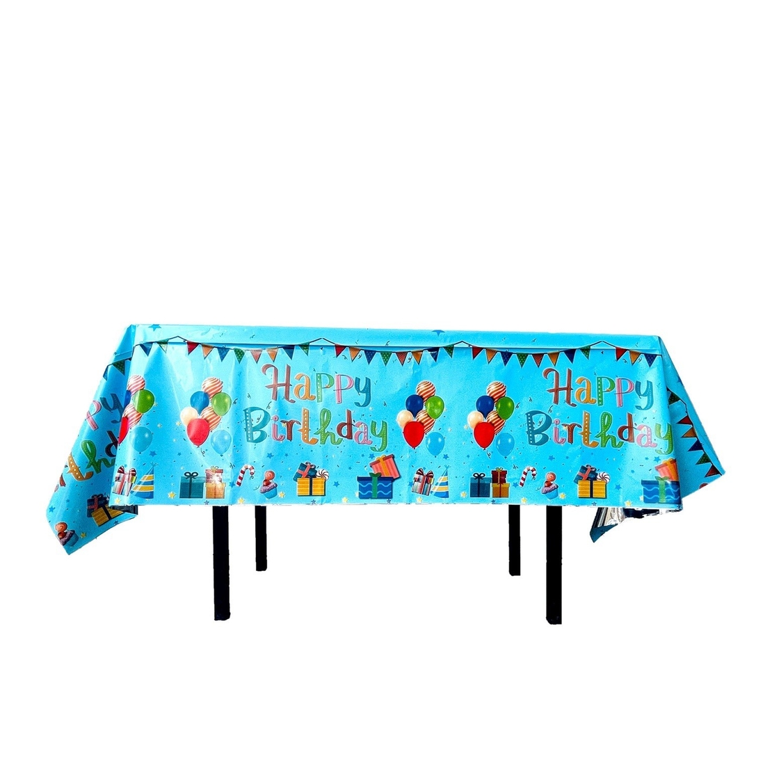Fata de Masa, Flippy, din Folie, Imprimeu Happy Birthday cu Baloane, 137 x 183 cm, Albastru