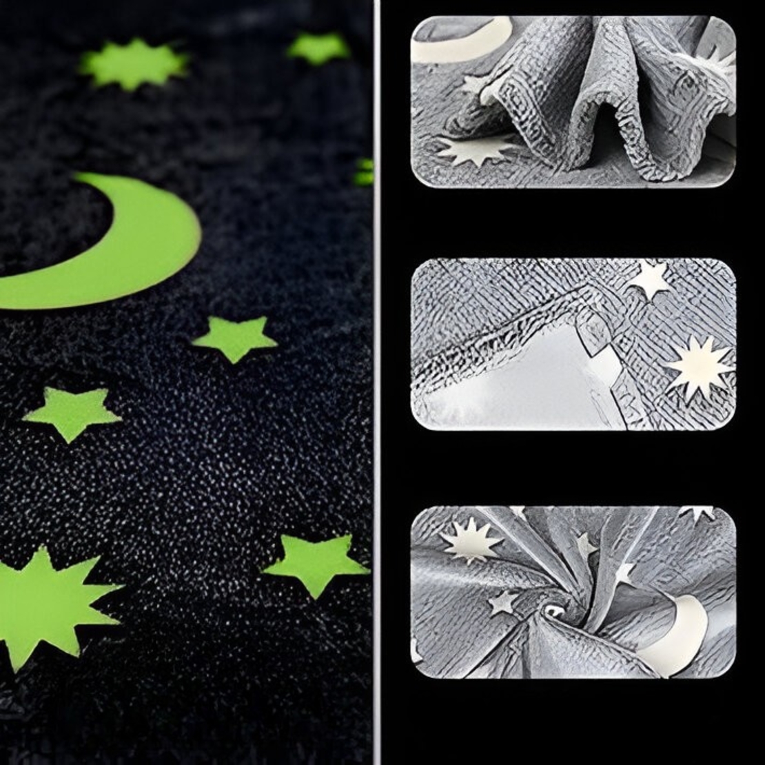 Patura Fosforescenta, Flippy, Moale, Pufoasa, Lumineaza in Intuneric, 1.5x2 m, Model Cer Instelat, Gri