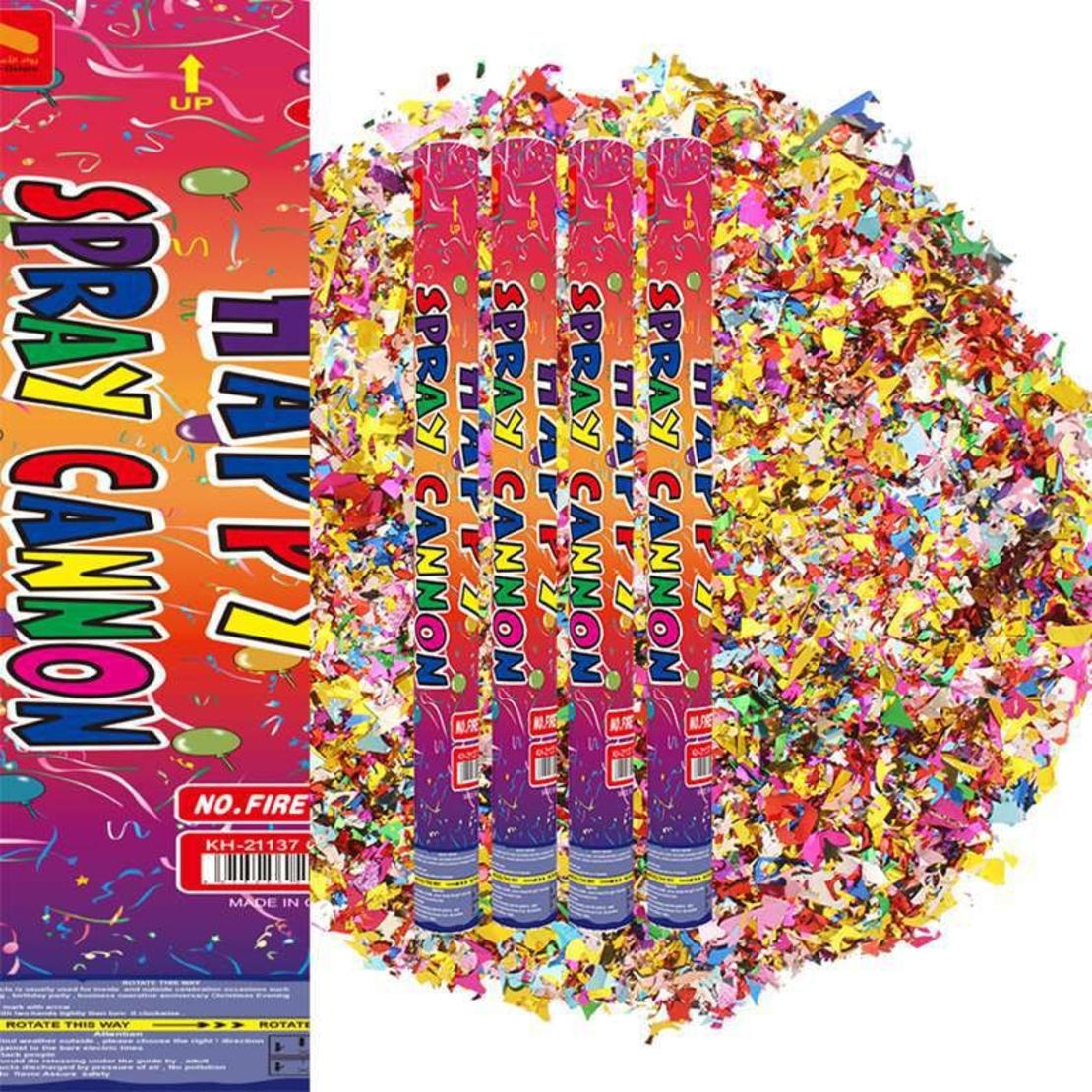 Tub de Confetti, Flippy, Clasic, 60x5 cm, Confetii Asortate din Plastic, Eliberare prin Rasucire, Multicolor