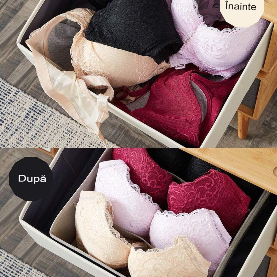 Cutie De Depozitare, Flippy, Pentru Lenjerie, Sosete Si Sutiene, Material Textil, 7 Compartimente, 32 x 32 x 10 cm, Culoare Gri