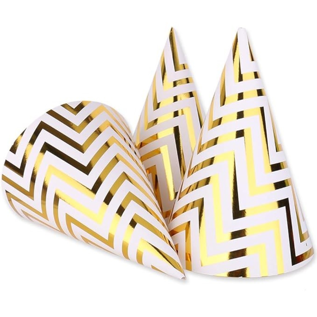 Set 6 Coifuri, Flippy, Petrecere Copii, din Carton, 20 x 13.5 cm, Model 7 Valuri, Auriu