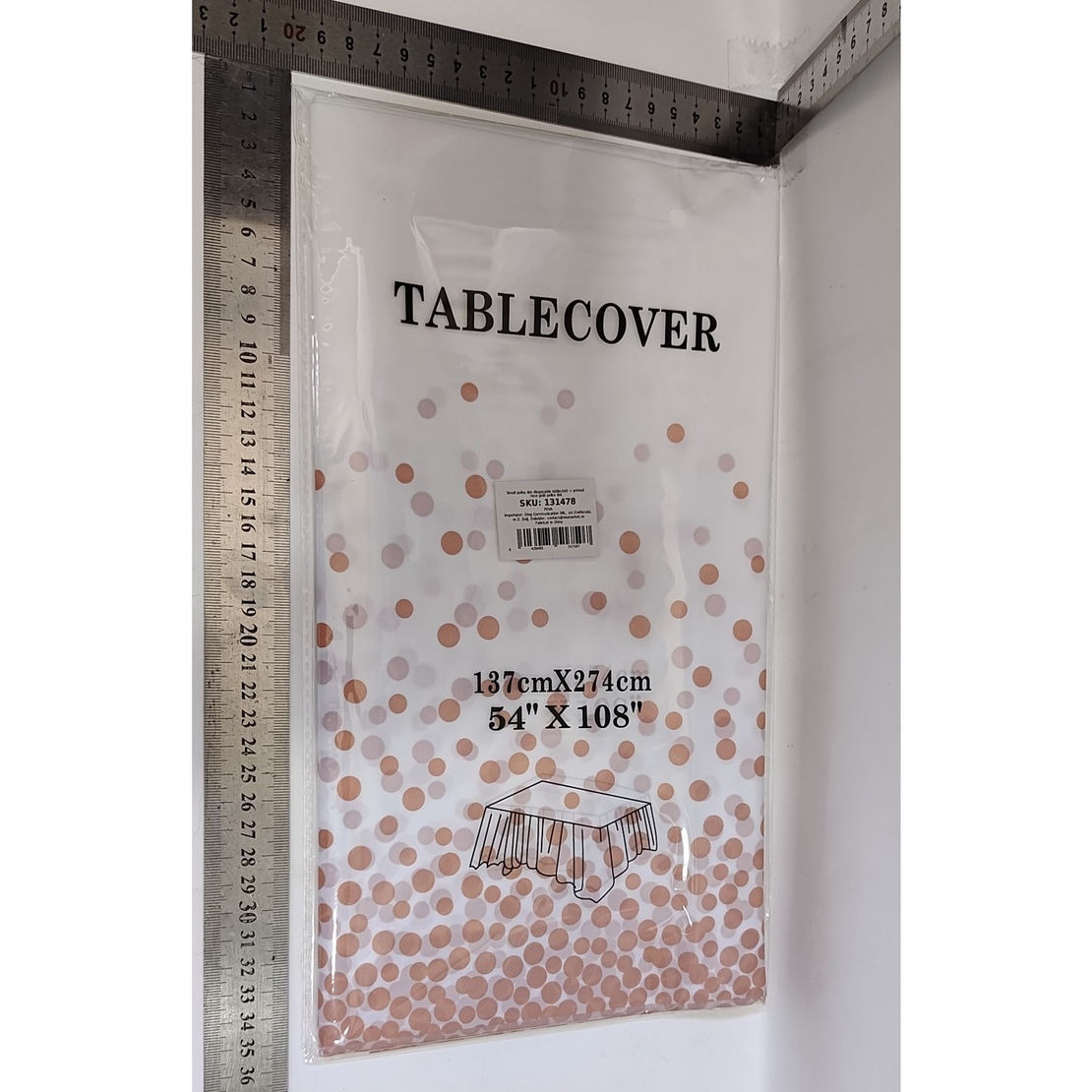Fata de Masa, Flippy, din PEVA, Imprimeu Buline, 137 x 274 cm, Impermeabila, Fara Pete, Curatare Rapida, Roz Gold
