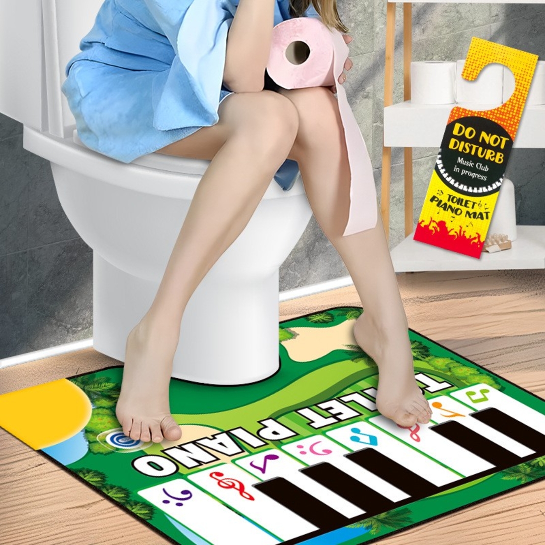 Covoras de Baie, Flippy, Model Pian Electric, Interactiv, 3 Moduri, +14 Ani, din Panza, cu Baterii, 60 x 48 cm, Verde