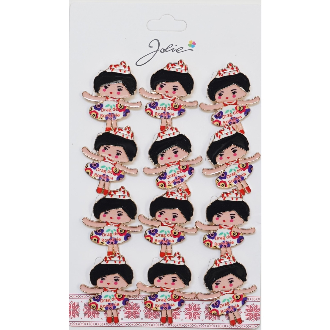 Set 12 Brose Martisor pentru Copii Fetita cu Coronita