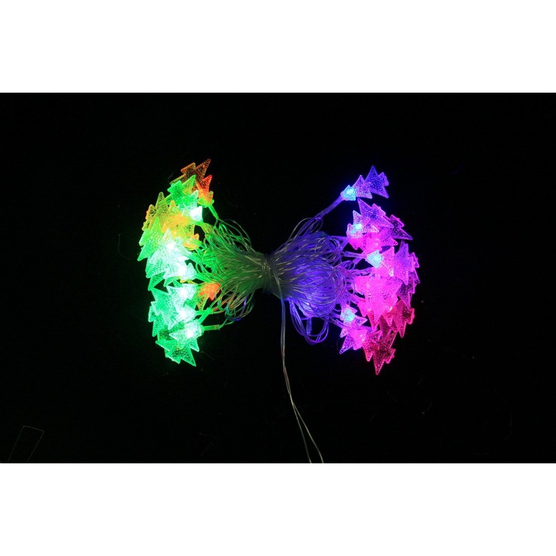 Ghirlanda luminoasa cu bec in forma de brazi, 3 metri, 20 LED-uri, forme din plastic, fir transparent, multicolora