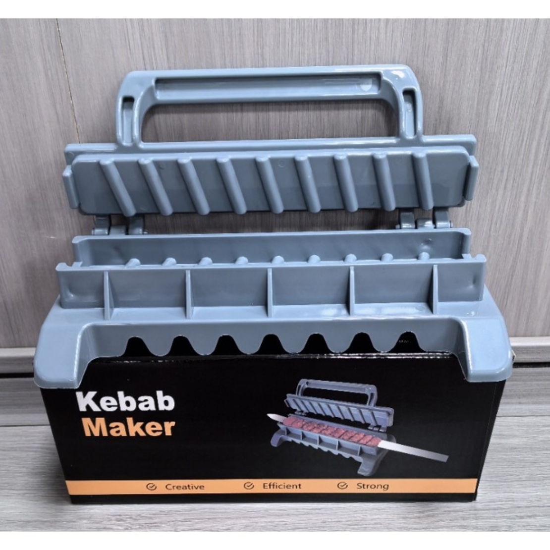 Presa pentru Carne, Flippy, pentru Kebab, cu Maner, din ABS, 29 x 7.5 x 2.6 cm, Gri