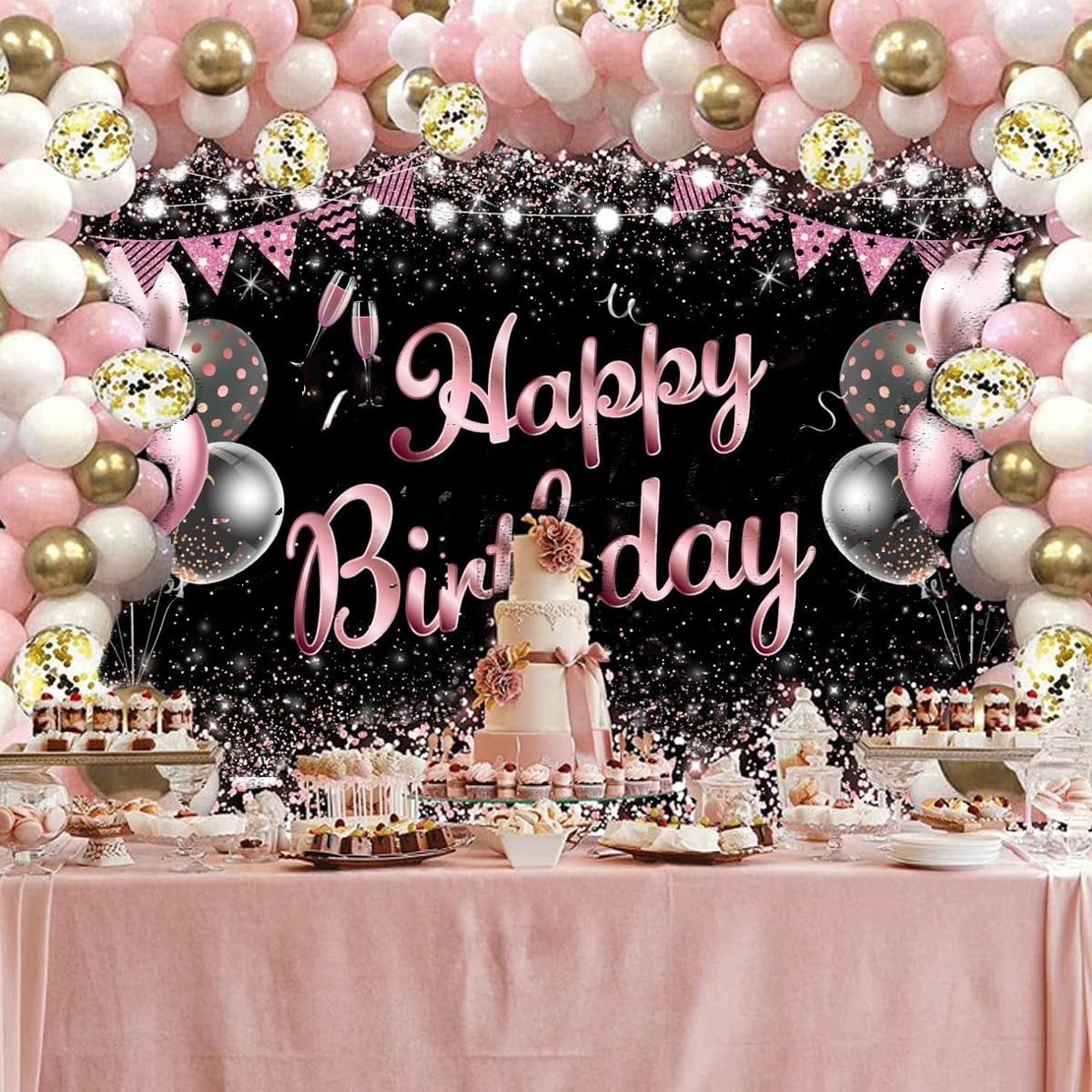 Banner Tip Fundal pentru Poze, Flippy, din Panza, 185 x 110 cm, Sfoara 6 m, Prindere in 4 Colturi, Negru/Roz