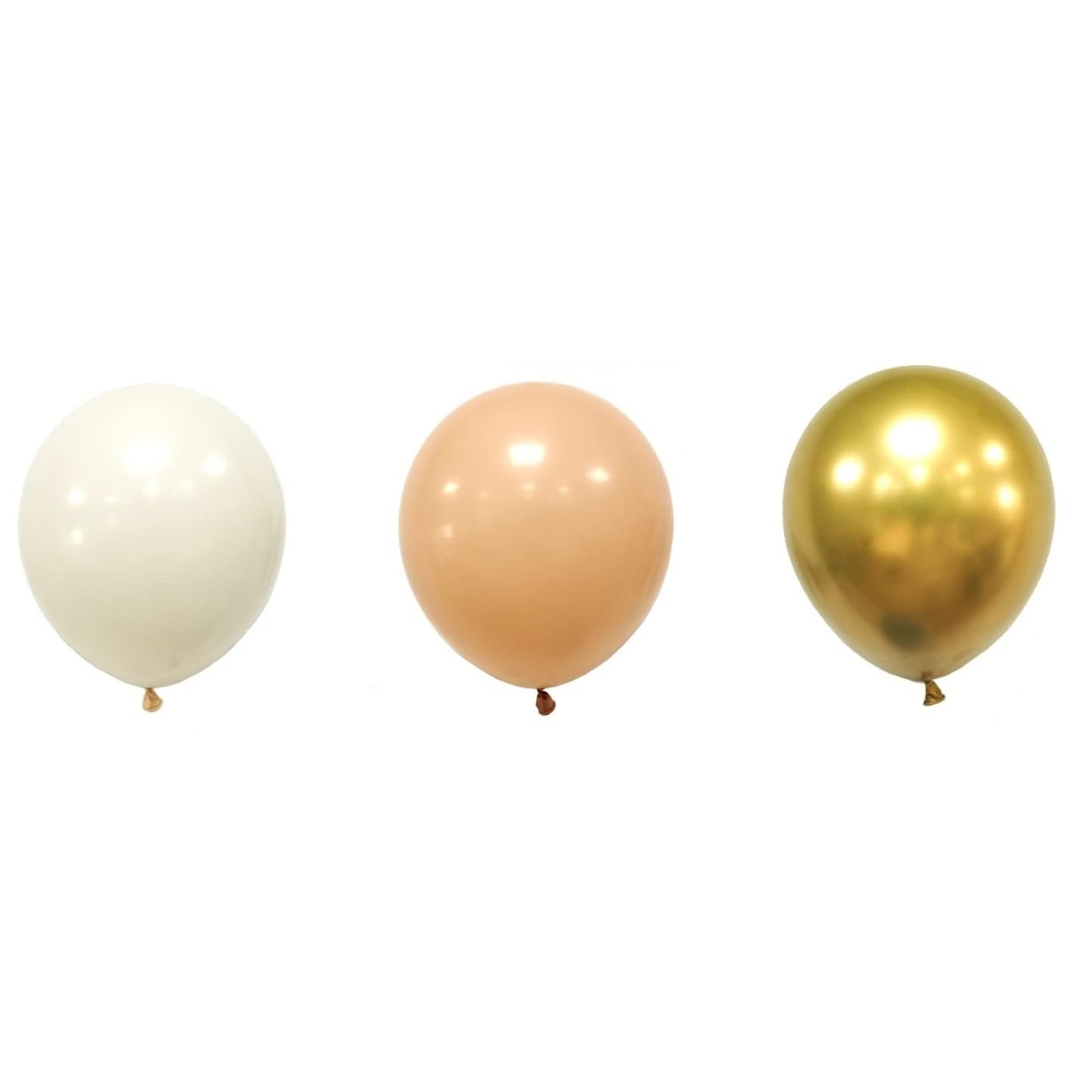 Set 16 Baloane din Latex Metalizate, Flippy, Model Party, 30 cm, Auriu, Bej Inchis si Deschis, 2.8 g