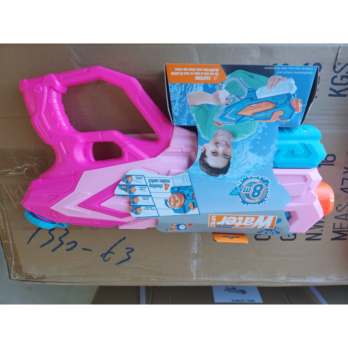 Pistol cu Apa pentru Copii, Flippy, Rezervor 900ml, Raza de Actiune 8m, 6ani+, 4 Duze, Roz