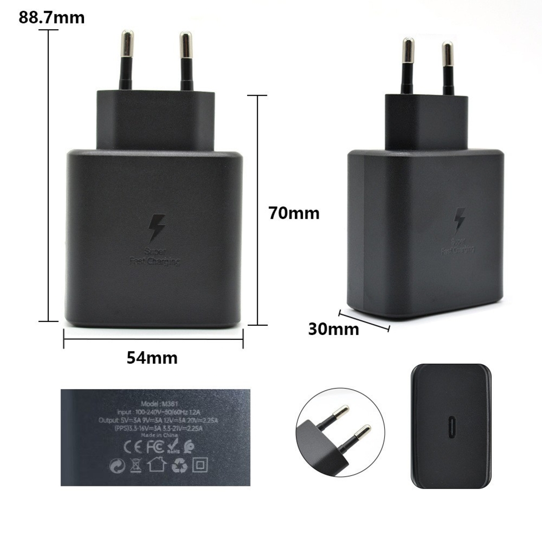 Incarcator Super Fast Charge, Flippy, Incarcator Retea Universal, Compatibil cu Port USB-C, Power Delivery 45W, Negru