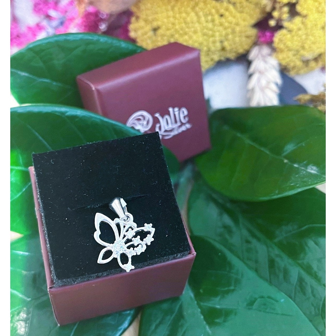 Pandantiv din Argint 925 Jolie Silver, Model Fluturas Rodiat cu Zirconii, 20 x 15 mm, 1.6 g