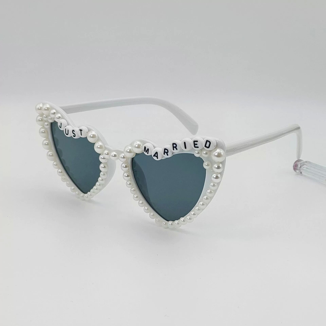 Ochelari Decorativi, Flippy, Model Just Married, cu Perle, pentru Nunta, din PC, 15.3 x 5.7 x 14.5 cm, Alb