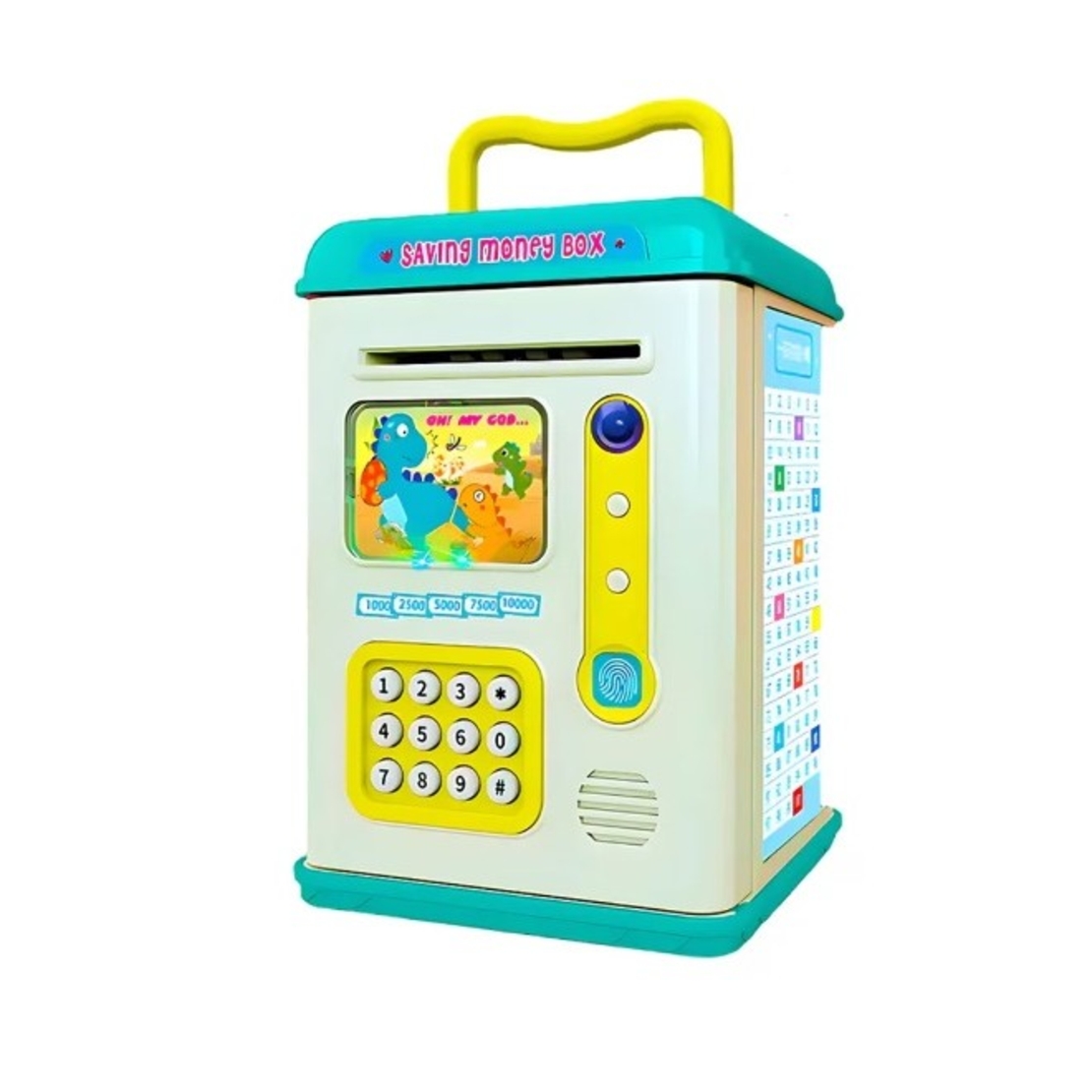 Set Pusculita pentru Copii, Flippy, Tip ATM, Parola cu Amprenta, 13.5 x 11.5 x 20 cm, Albastru