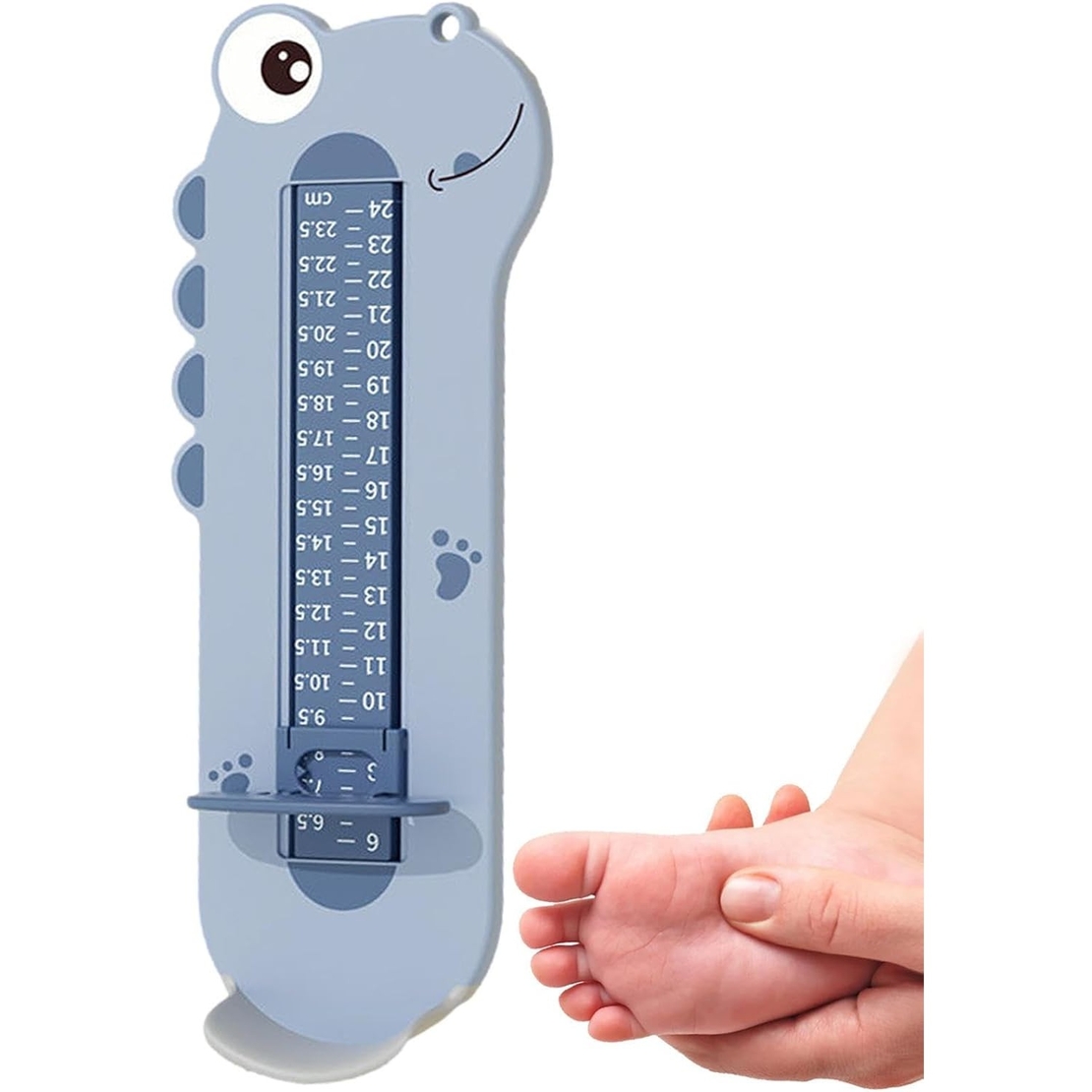 Dispozitiv de Masurat Talpa Piciorului pentru Bebelusi, Flippy, 9-24, Model Dinozaur, Albastru
