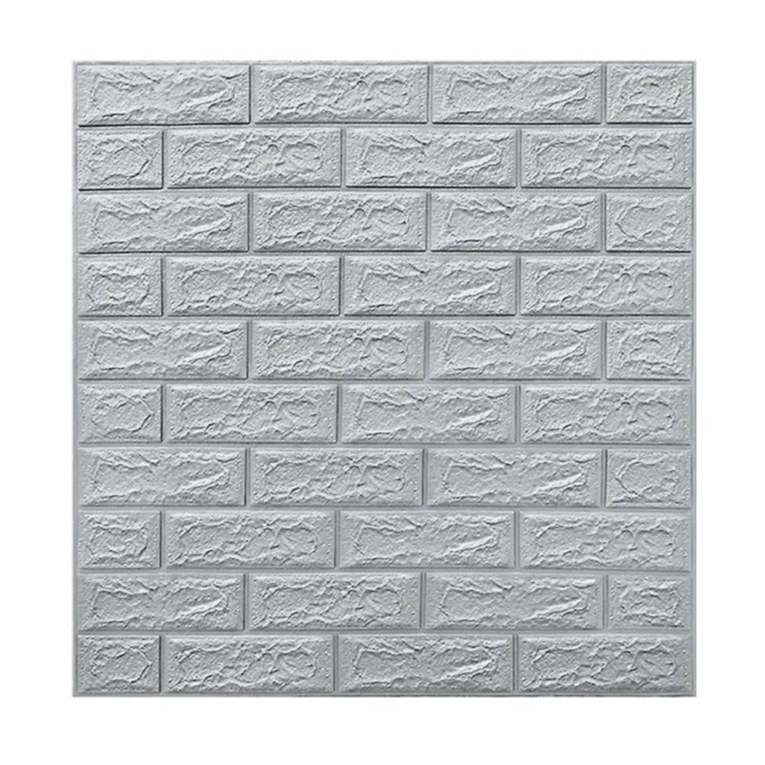 Set 10 Stickere de Perete, Flippy, Autoadezive, 70 x 77 cm, 3.5 mm Grosime, Suprafata Acoperita 5.3 mp, din PVC, Model Caramida, Gri